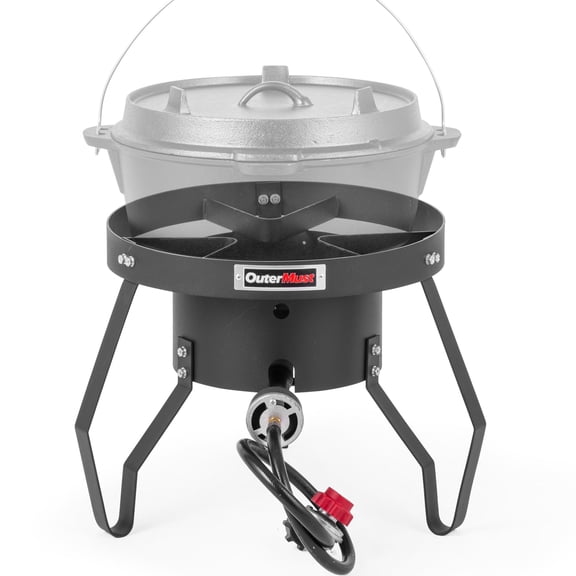 OuterMust 85,000 BTU Outdoor Propane Stove,Heavy Duty Single Burner Round Portable Camping Stove with 10 PSI Regulator