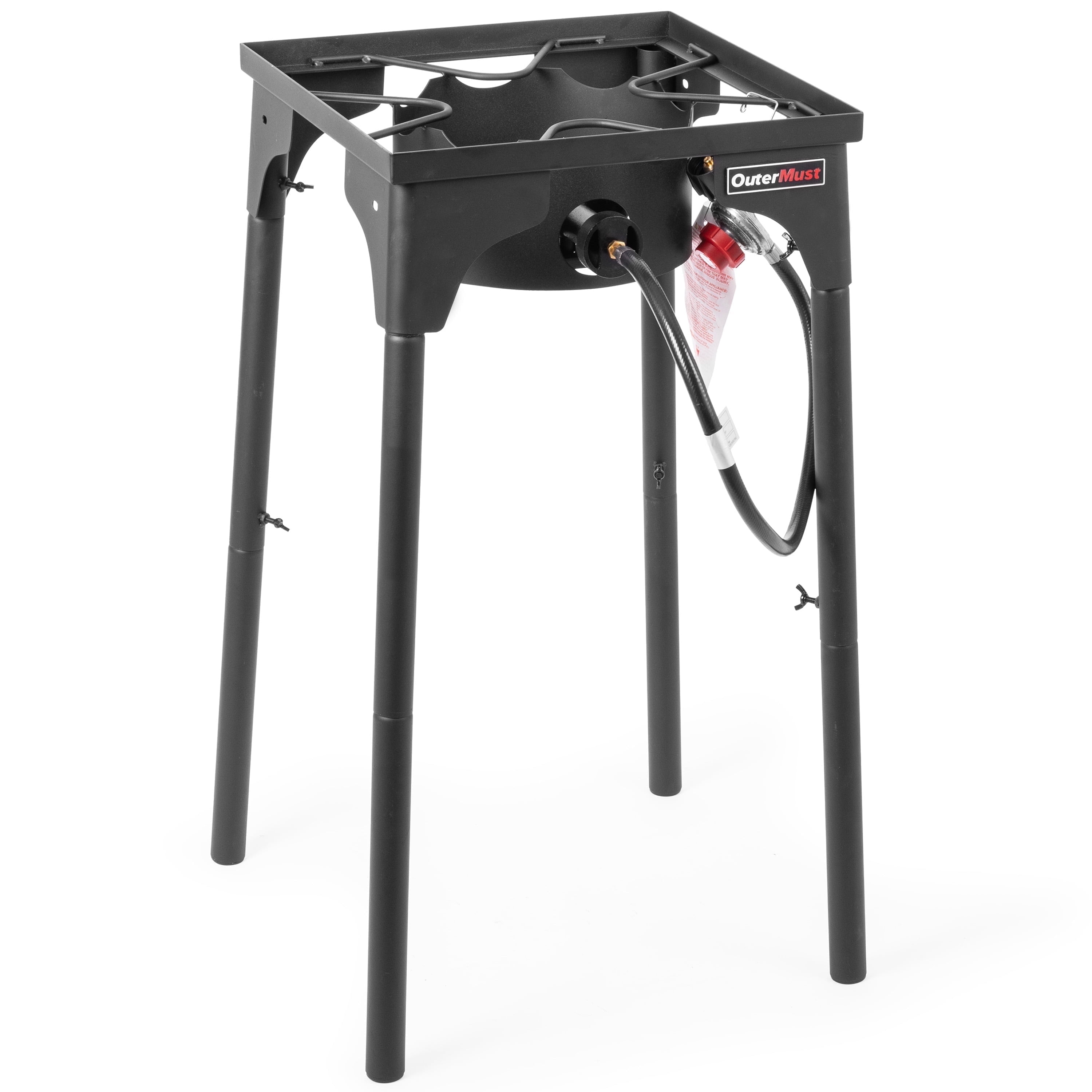Black Steel Outdoor Single Burner with Adjustable Legs