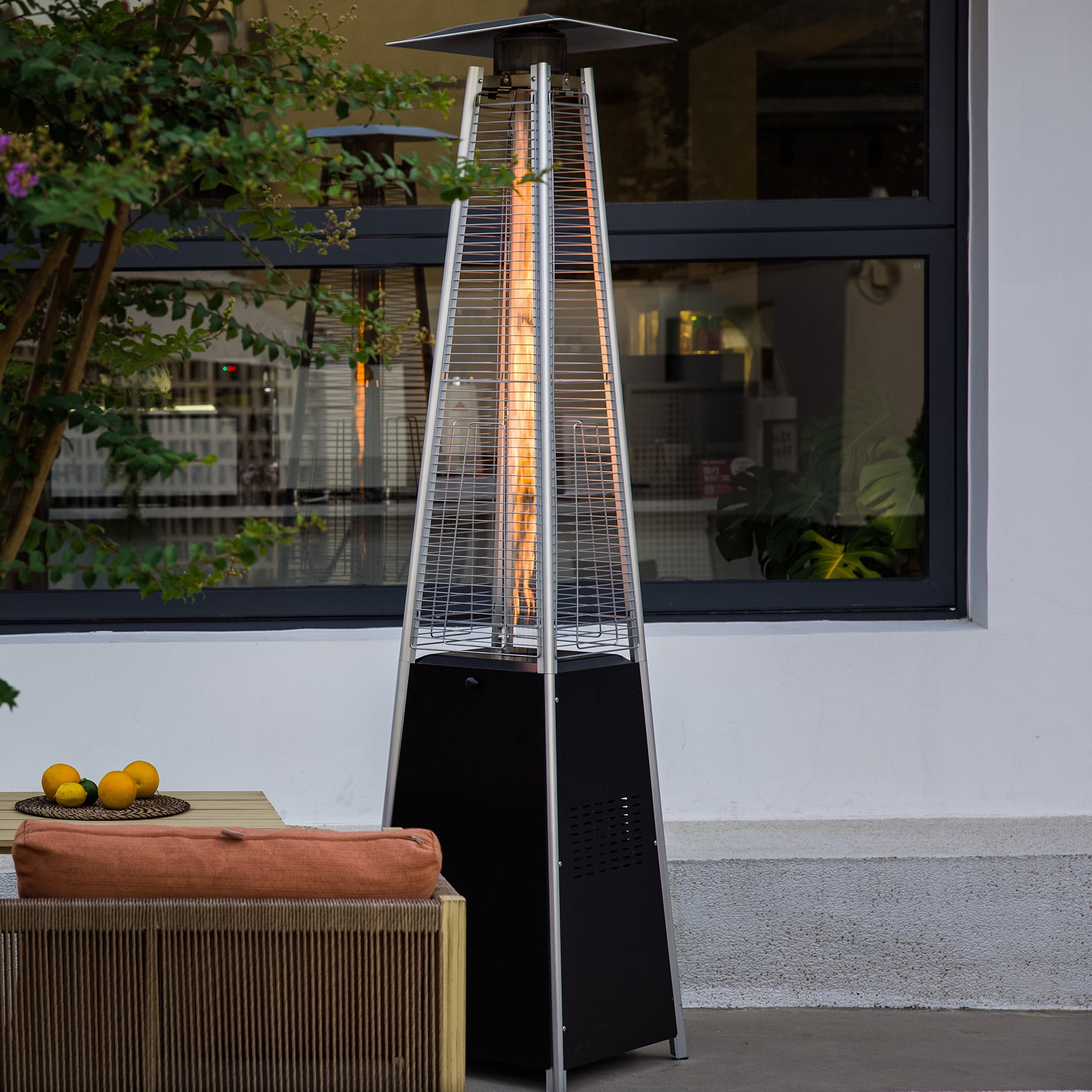 OuterMust Pyramid Patio Heater 48,000 BTU Outdoor Propane Heater with Wheels,Black