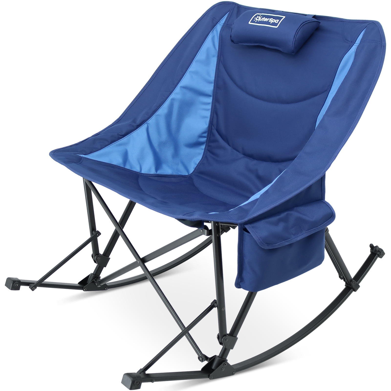 OuterSpa Rocking Camping Chair, Heavy Duty, High Back Oversized Portable Folding Chair with Cup Holder and Side Pocket Outdoor Foldable Camp Chairs for Fishing, Camping, Picnic, Lawn
