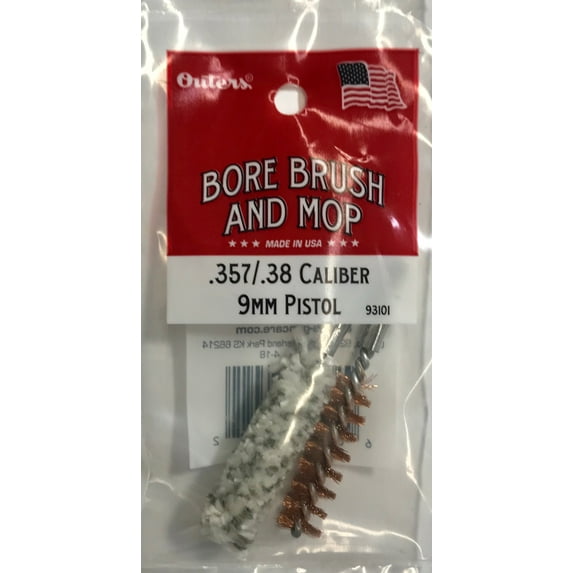 Outers 9mm Pistol Phosphor Bronze Brush & Cotton Mop Set, 0.357 & 0.38 Cal, 93101PDQ