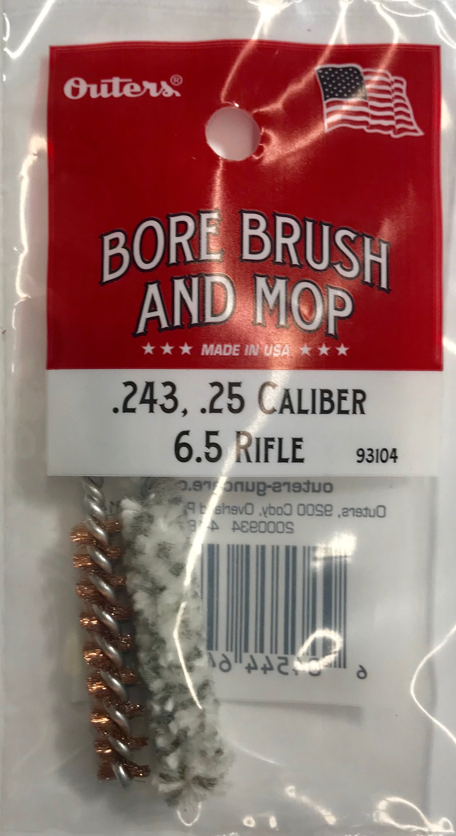 Outers® Phosphor Bronze Brush & Mop Combo for 6.5 Rifle, 0.243 & 0.25 Cal, 93104PDQ