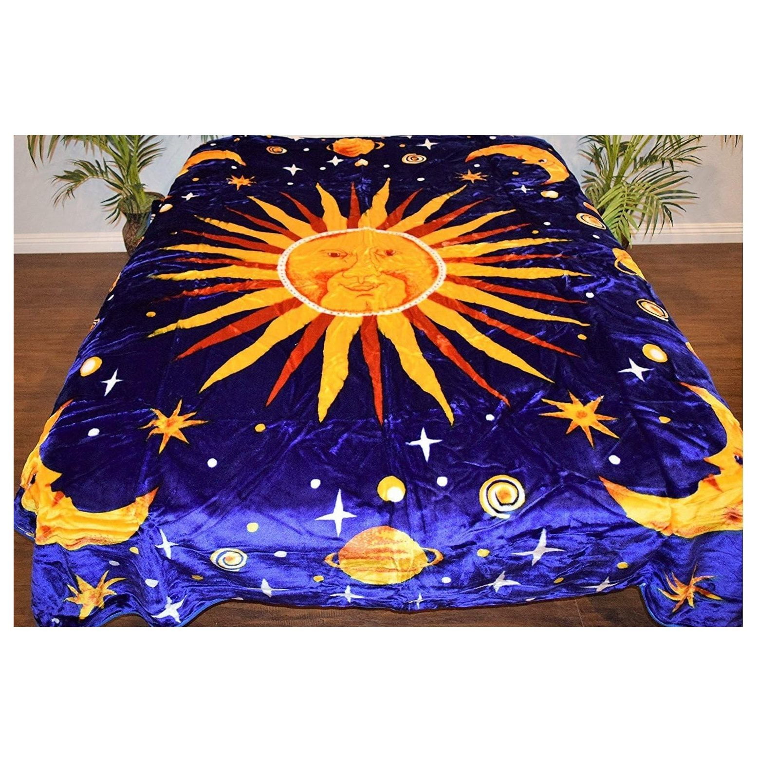 Outerspace Cosmo Sun Moon Stars Blue Luxury Super Soft Medium Weight