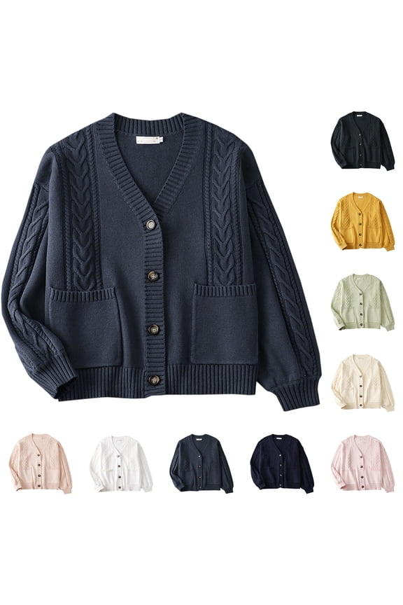 Women's Solid Color Long Sleeved Button Knit Cardigan Jacket Sweater Knit Sweater for Fall and Winter, Versatile, Winter Clothes for Women,Dark Gray,XS