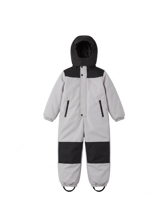 Kids One Piece Snow Suit Lightweight Insulated Ski Suit Windproof Hooded Snowsuit for Kids