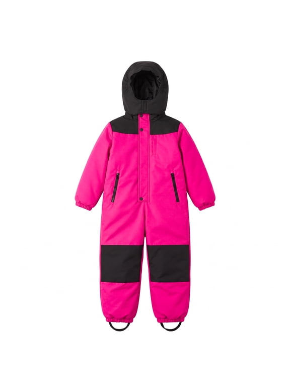 Kids One Piece Snow Suit Lightweight Insulated Ski Suit Windproof Hooded Snowsuit for Kids