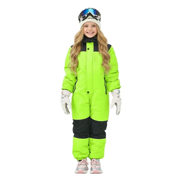 Kids Toddler Snow Suit One Piece for Boys Girls Lightweight Insulated Ski Suit Windproof Hooded Snowsuit Baby Jumpsuit