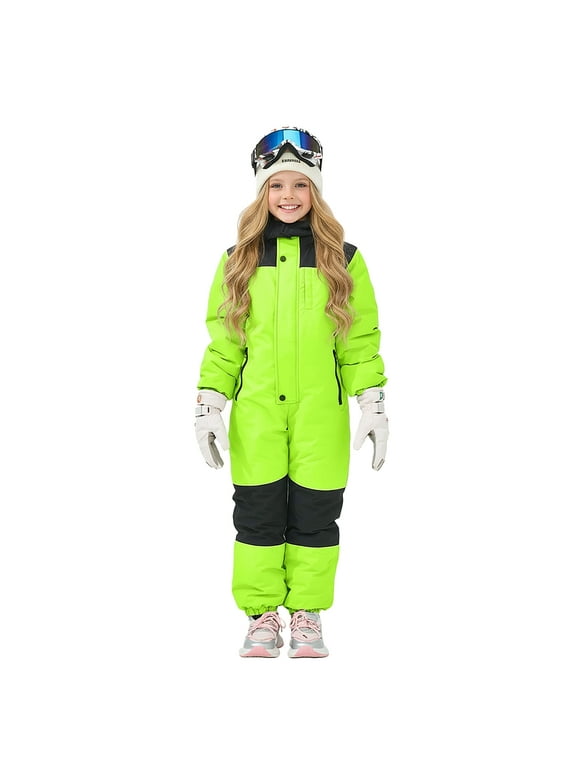 Kids Toddler Snow Suit One Piece for Boys Girls Lightweight Insulated Ski Suit Windproof Hooded Snowsuit Baby Jumpsuit
