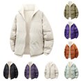 thumbnail image 1 of Outerwear Jackets and Coats for Men Stand Collar Zip Up Quilted Winter Puffer Coat with Drawstring Hem with Side Pockets Casual Windproof Warm Winter Outwear, 1 of 5
