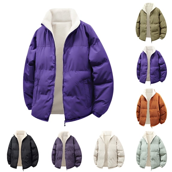 Outerwear Jackets and Coats for Men Stand Collar Zip Up Quilted Winter Puffer Coat with Drawstring Hem with Side Pockets Casual Windproof Warm Winter Outwear