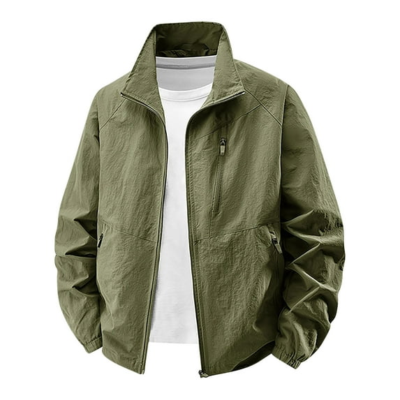 Outerwear Jackets for Men Thin Sports Casual Coat Loose Fit Mountaineering Outdoor Hoodless Long Sleeve Lightweight Sports Coat