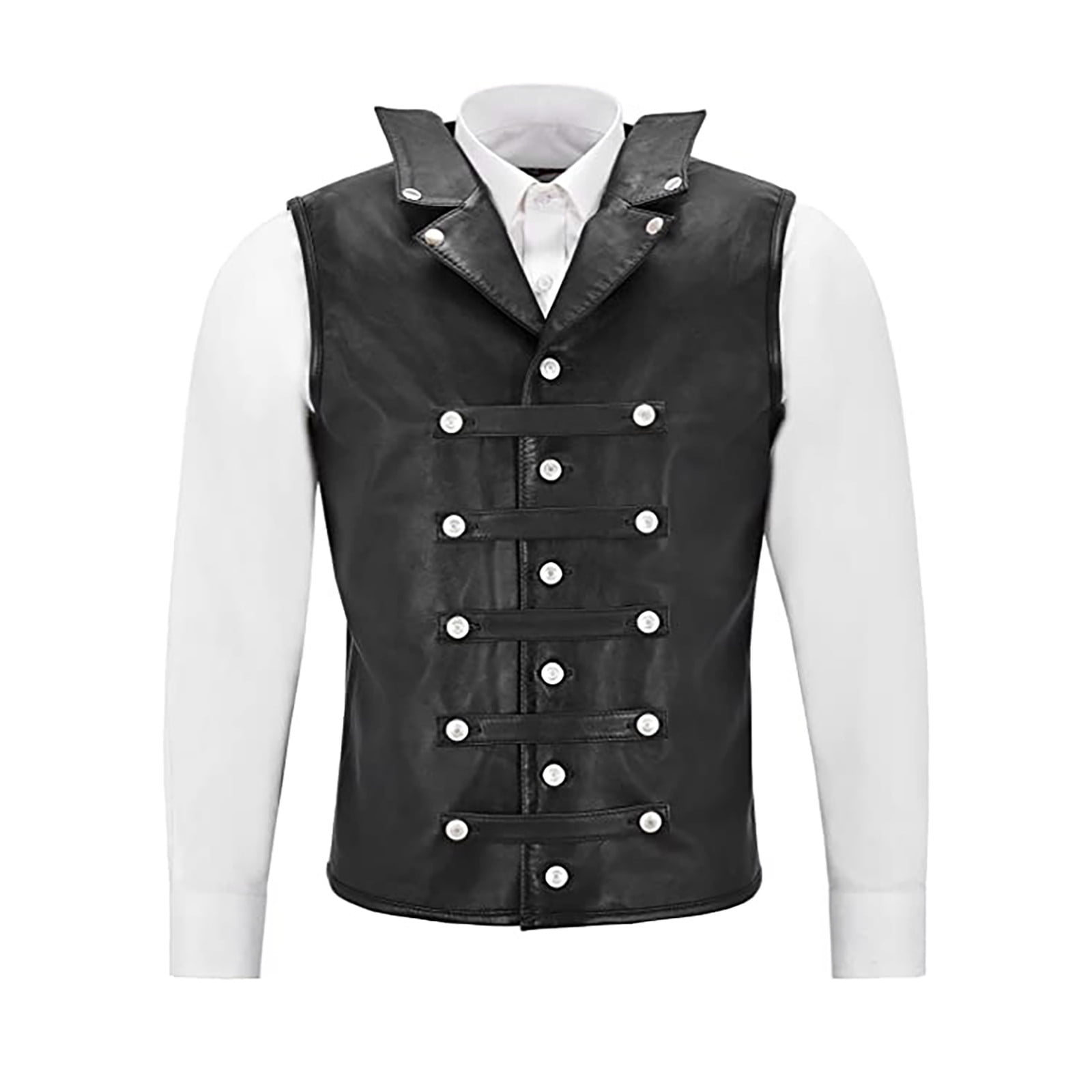 APEXFWDT Mens Motorcycle Faux Leather Vests Classic Black