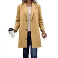 thumbnail image 1 of Outerwear for Women Womens Peacoat Long Jackets Fall Winter Button Lapel Trench Coat Peacoat Business Dressy Jackets Yellow 3XL, 1 of 6
