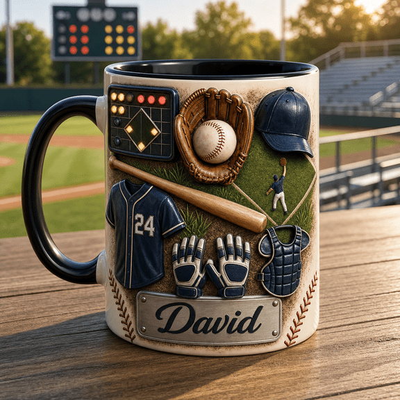 Outfielder Mug Personalized Baseball Glove Gift for Father’s Day