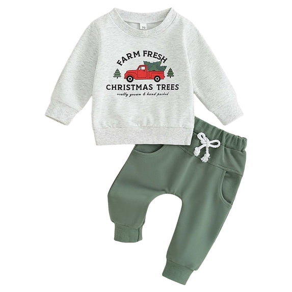 Outfit Baby Boy Print Long Sleeve T-Shirt and Elastic Pants Solid Shorts 2 Piece Outfit Toddler Cartoon Car Clothes for 2t 3t Boys 18-24 Trendy