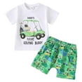 thumbnail image 1 of Outfit Baby Boy Print Short Sleeve T-Shirt and Elastic Shorts Summer Shorts Set 2 Piece Outfit Toddler Cartoon Car Clothes for 2t 3t Boys Linen Cute, 1 of 9