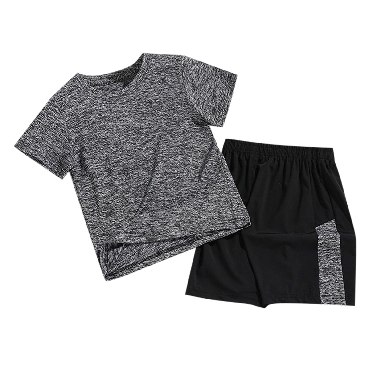 Boys Sport Print T-Shirt & Denim Shorts Set – Trendy Casual Outfit
