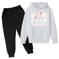 thumbnail image 1 of Outfit for Boys 12-14 New Hooded Football Personality Letter Printed Hoodie Pants Children's Casual Fashion Trend American Football Fans Sports Rugby Activity Gift White, 5-6 Years, 1 of 3