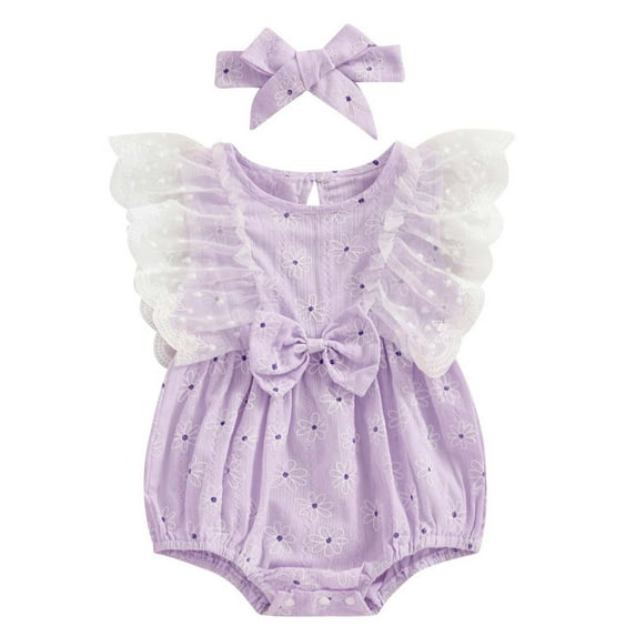 Outfit Cute Letter Embroider Girls Ruffle Sleeveless Romper Bodysuit Baby Girls' Clothing for Baby 0-3 Months