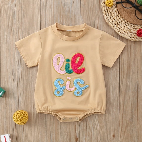 Outfit Cute Letter Printed Short Sleeve Bodysuit Baby Clothes for 6-12 Months