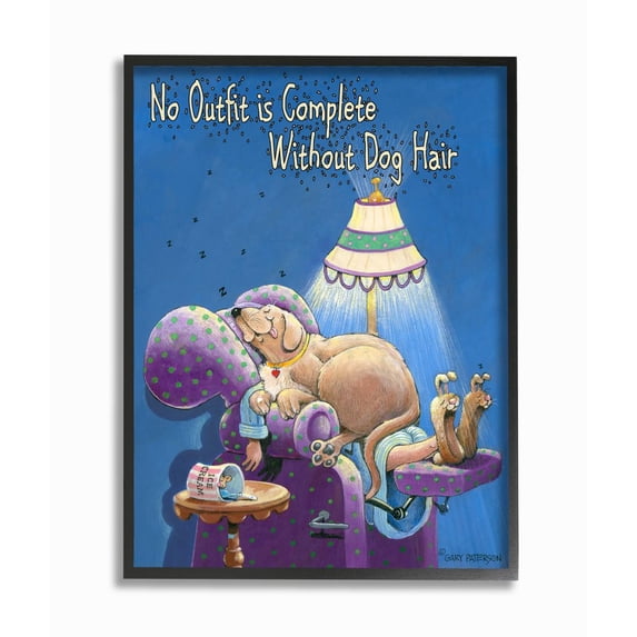 Outfit Dog Hair Funny Cartoon Pet Design Framed Giclee Texturized Art by Gary Patterson