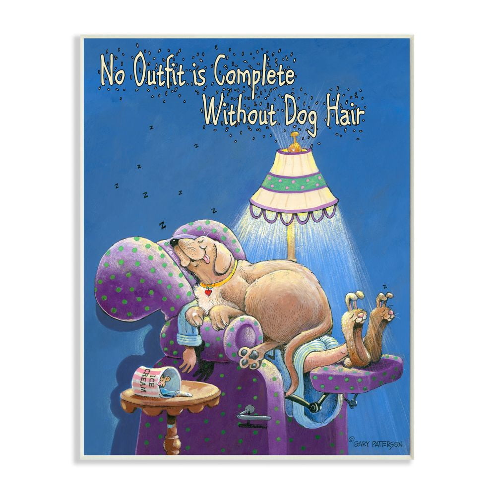 Outfit Dog Hair Funny Cartoon Pet Design Wall Plaque Art by Gary Patterson