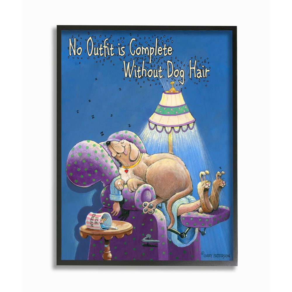Outfit Dog Hair Funny Cartoon Pet Design XXL Framed Giclee Texturized Art by Gary Patterson