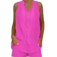 thumbnail image 1 of Outfit Sets 2 Piece for Women V-Neck Sleeveless Tank Tops and Shorts Casual Summer Solid Holiday Vocation Pajamas Lounge Suits, 1 of 3