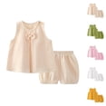 thumbnail image 1 of Outfit Sets for Girls Girls Clothing Sets Baby Girls' Dress Set Spring And Summer New Solid Color Double Layer Yarn Breathable Comfortable Girl's Bow Home Set, 1 of 3