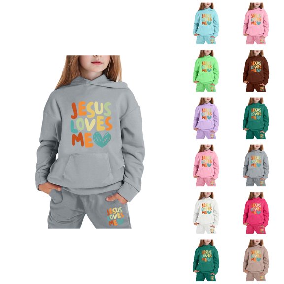 Outfit Sets for Girls Girls Clothing Set Children's Long Sleeved Hooded Hoodie Set