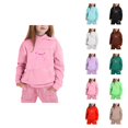 thumbnail image 1 of Outfit Sets for Girls Girls Clothing Sets Child Toddler Boys Girls Long Sleeve Solid Warm Hoodie Pullover Tops Pants Kids Outfits Sweat Suit, 1 of 4