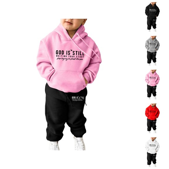 Outfit Sets for Girls Girls' Clothing Sets Sweatshirt Girls Kids Boys Kids Hooded Tracksuit Unisex Two Piece Outfits Hoodie Sweatshirt Sweatpants Set
