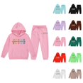 thumbnail image 1 of Outfit Sets for Girls Girls Sets Child Toddler Boys Girls Long Sleeve Solid Warm Hoodie Pullover Tops Pants Kids Outfits Sweat Suit, 1 of 4