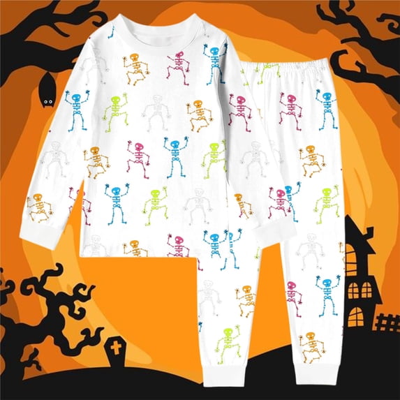 Outfit Sets for Girls Halloween Cute Print Long Sleeve Crewneck Sweatshirt Pants Loungewear 2 Piece Outfits Size 5Y
