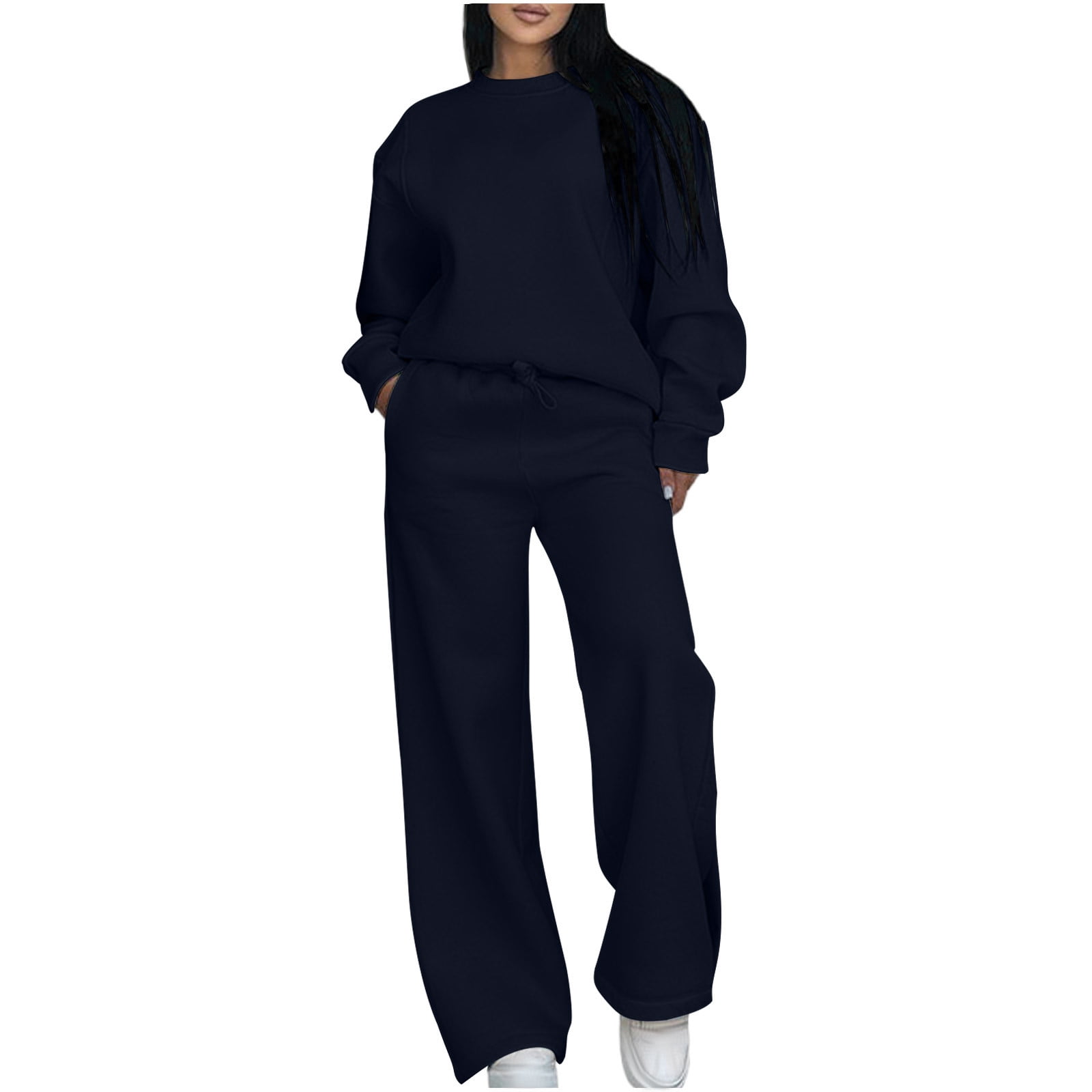 【上下セット】NAVIGATORS CREW TOP & LONG PANTS Two Piece Sets for Women Fashion Outfits Fashion Lounge Sets Crew