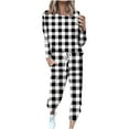 thumbnail image 1 of Outfit Sets for Women Classic Print Long Sleeve Sport Pullover And Pants Two Piece Set, 1 of 5