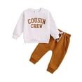 thumbnail image 1 of Outfit for Boys 14-16 Toddler Boys Long Sleeve Letter Prints Tops and Pants Child Kids 2PCS Set Outfits Kids Clothese White, 12-18 Months, 1 of 6