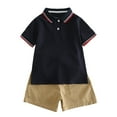 thumbnail image 1 of Outfit for Boys 7-8 Toddler Boys Short Sleeve Shirt Tops Shorts Child Kids 2PC Set Outfits Clothes Navy, 2-3 Years, 1 of 7