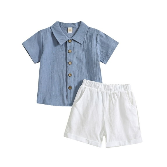 Outfit for Boys Size 14-16 Toddler Boys Short Sleeve Solid T Shirt Tops Shorts Child Kids 2PC Set Outfits Clothes z3-Blue, 6-12 Months