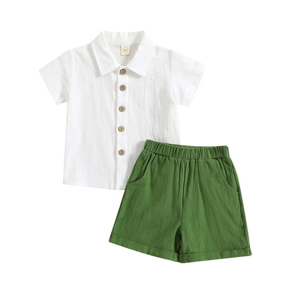 Outfit for Boys Size 14-16 Toddler Boys Short Sleeve Solid T Shirt Tops Shorts Child Kids 2PC Set Outfits Clothes z3-WH1, 18-24 Months