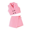 thumbnail image 1 of Outfit for Girls 3T Little Child Girls Suit Undershirt Jacket Camisole Bottoming Shorts Summer Fashion Casual Suit Z6-Pink, 2-3 Years, 1 of 7
