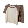 thumbnail image 1 of Outfit for Girls 7-8 Toddler Girls Boys Short Sleeve Pajamas Set Kids Sleepwear 2 Piece Summer Loungewear Outfits Coffee, 3-4 Years, 1 of 3