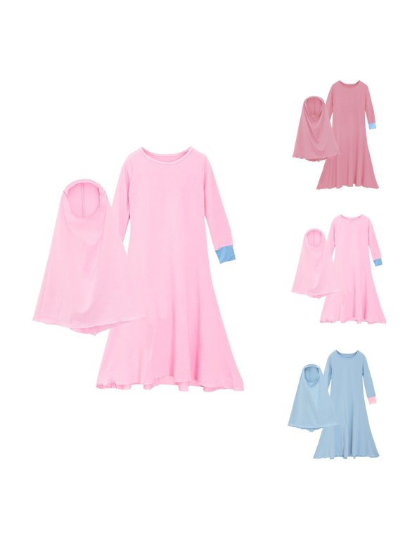 Outfit for Girls Girl Sets Baby Girls' Ramadan Abaya With Hijab Full Length Robe Burka Maxi Little Kid Toddler Baby Girl Dresses