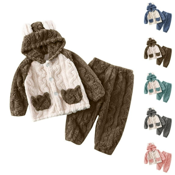 Outfit for Girls Girls Clothing Sets Toddler Girls Boys Winter Long Sleeve Patchwork Color Prints Hoodie Tops Pants 2PCS Outfits Clothes Set