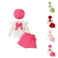 thumbnail image 1 of Outfit for Girls Girls Sets Toddler Girl Big Bow Beret Long Sleeve Top And Skirt Fall/winter Three Piece Set, 1 of 9