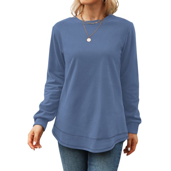 OutfitShow Pullover Sweatshirts for Women Long Sleeve Crewneck Shirts Tunic Tops Fashion Fall Outfits