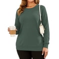 thumbnail image 1 of OutfitShow Plus Size Sweatshirts for Women Crewneck Long Sleeve Casual Tunic Tops Lightweight Pullover with Pockets,S-5XL, 1 of 9