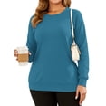 thumbnail image 1 of OutfitShow Plus Size Sweatshirts for Women Crewneck Long Sleeve Casual Tunic Tops Lightweight Pullover with Pockets,S-5XL, 1 of 9