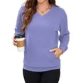 thumbnail image 1 of OutfitShow Womens Long Sleeve Sweatshirt Casual Fall V Neck Pullover Tops with Pockets,Sizes S-3XL, 1 of 8