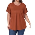 thumbnail image 1 of OutfitShow Plus Size Womens Tops Crew Neck Casual Tunic Short Sleeve Shirts Floral Blouses Loose Summer Tops, 1 of 7